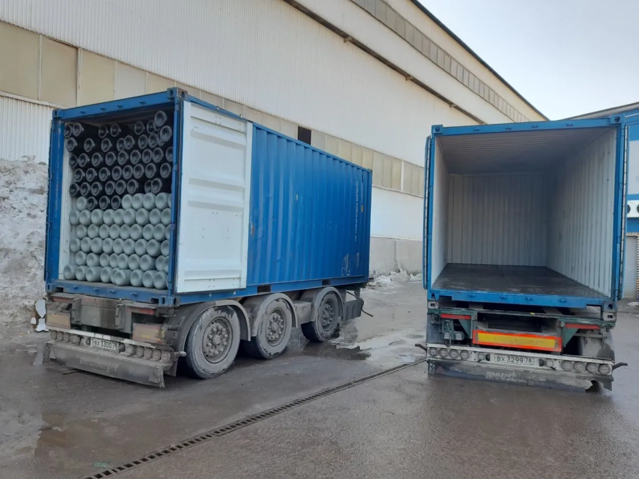 Полный контейнер газовых стальных новых баллонов 350 шт. под сжатые газы (O2, N2, Ar, He, CH4, Mix) 50 л 300 бар без вентиля ТР ТС 032 горловина E25